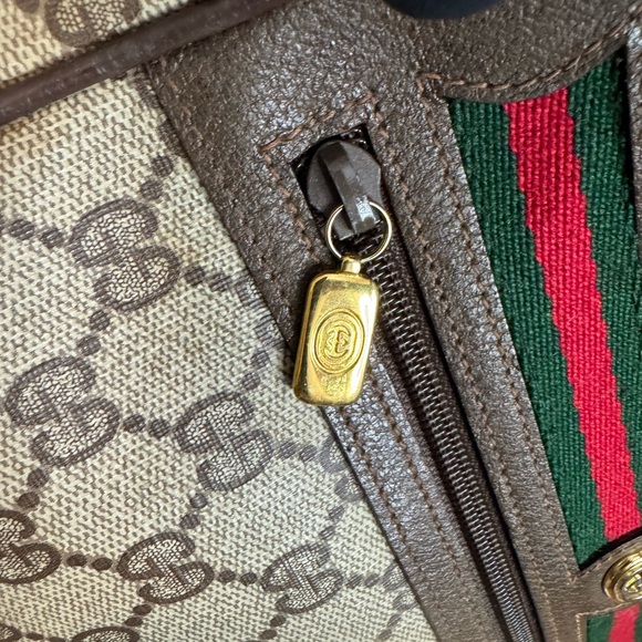 Gucci Brown Canvas and Leather Shoulder Bag with Red & Green Web - Picture 13 of 16